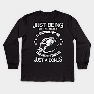 the fish bitting is just a bonus Kids Long Sleeve T-Shirt